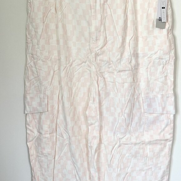 NWT BP by Nordstrom Check Paperbag Waist Cargo Pants in Ivory Pink Check - M - Picture 6 of 8